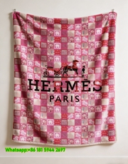Pink Patchwork Hermès Paris Flannel Sofa Throw Blanket IMG_5349